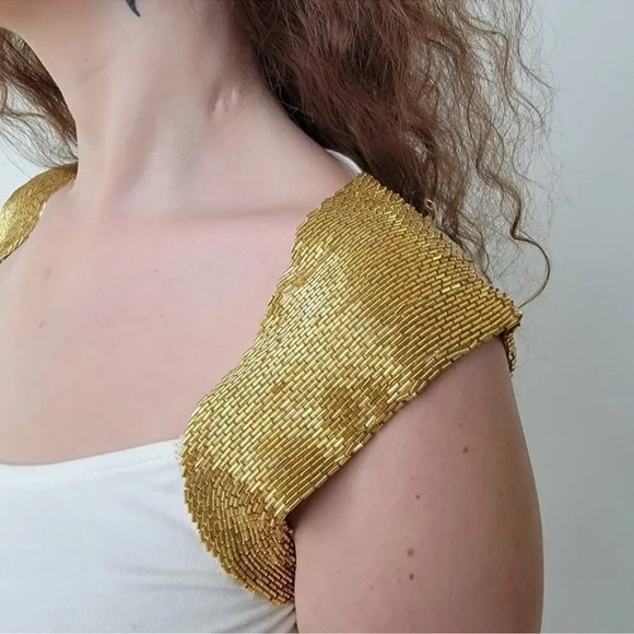 Elegant White and Gold Women's Top - Picture 8 of 11